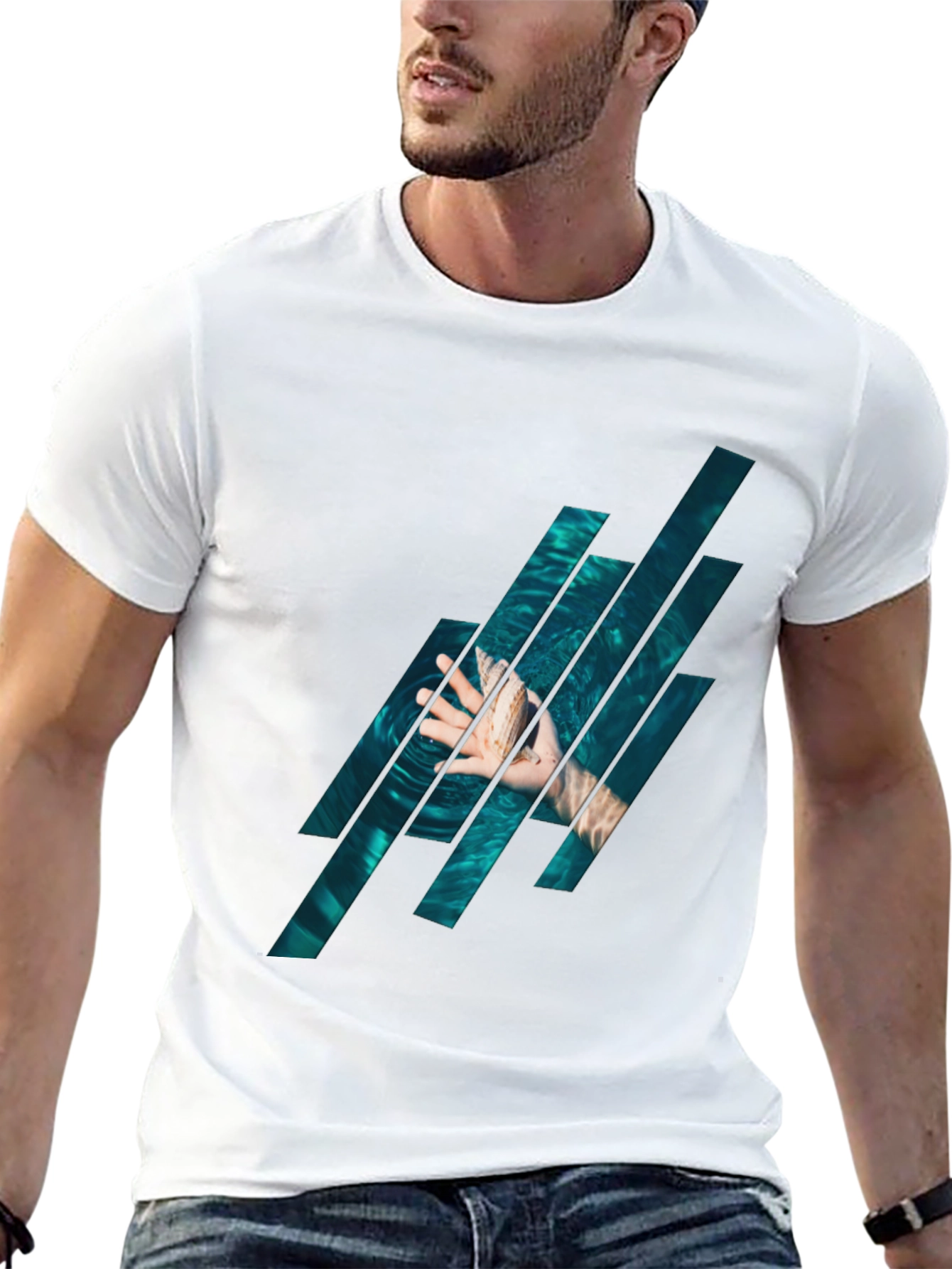 Abstract Water Graphic Black T-Shirt
