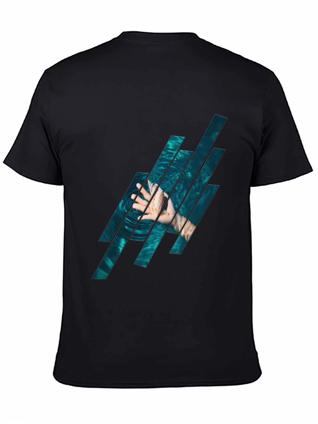 Abstract Water Graphic Black T-Shirt