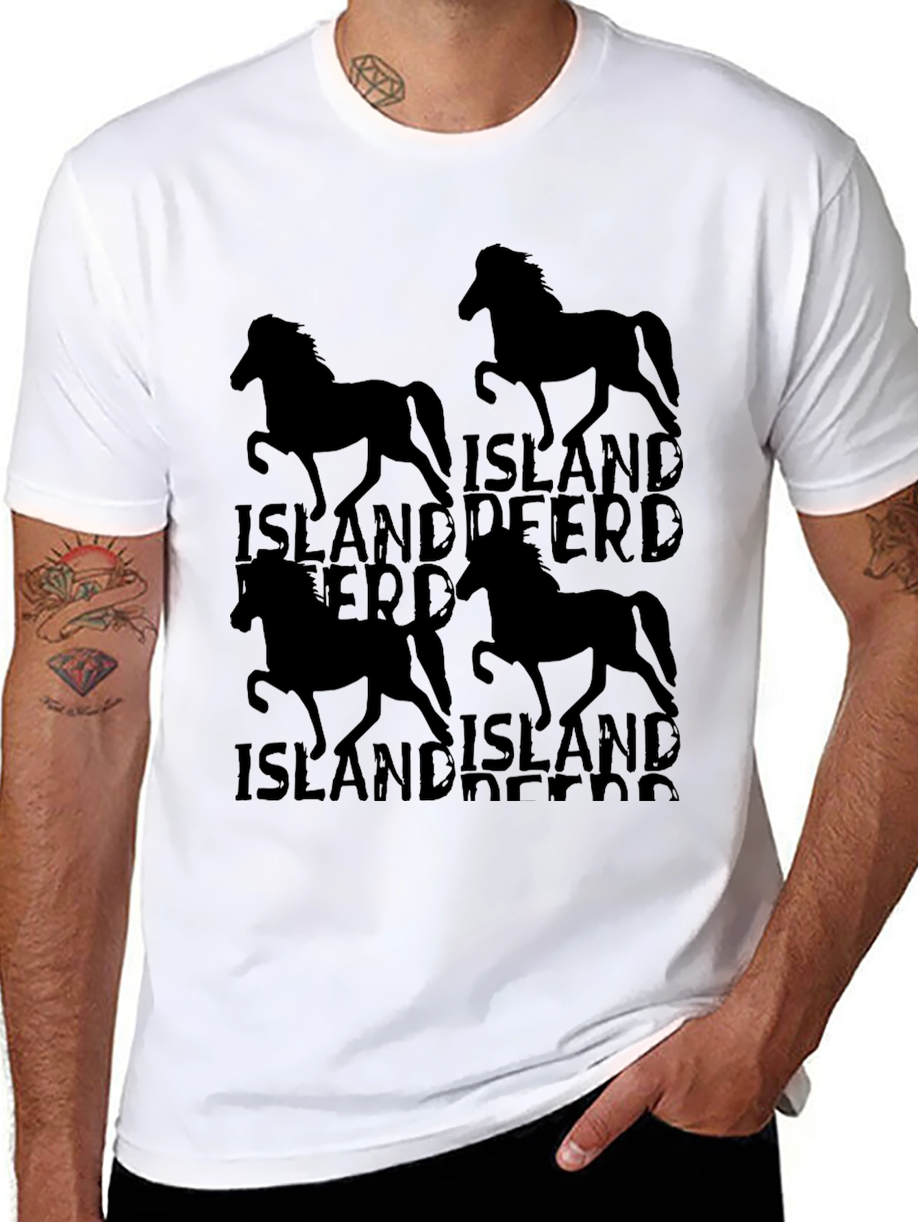 Icelandic Horse T-Shirt Black Tee Islandpferd Design