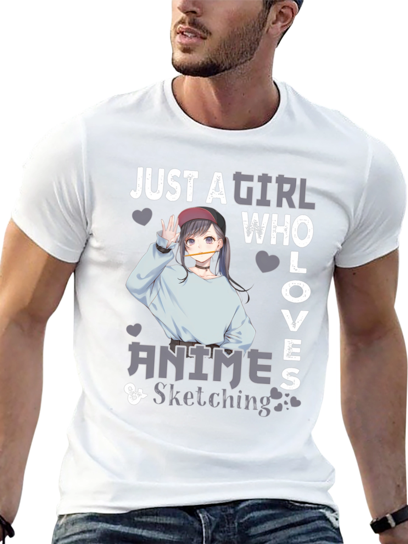 Anime Sketching Girl Graphic T-Shirt
