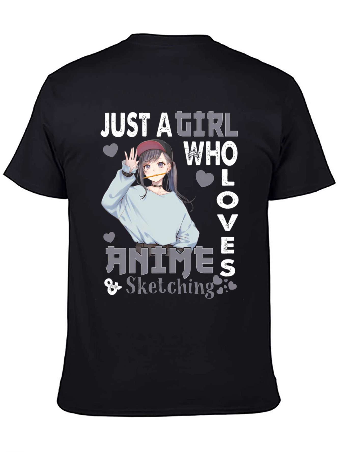 Anime Sketching Girl Graphic T-Shirt