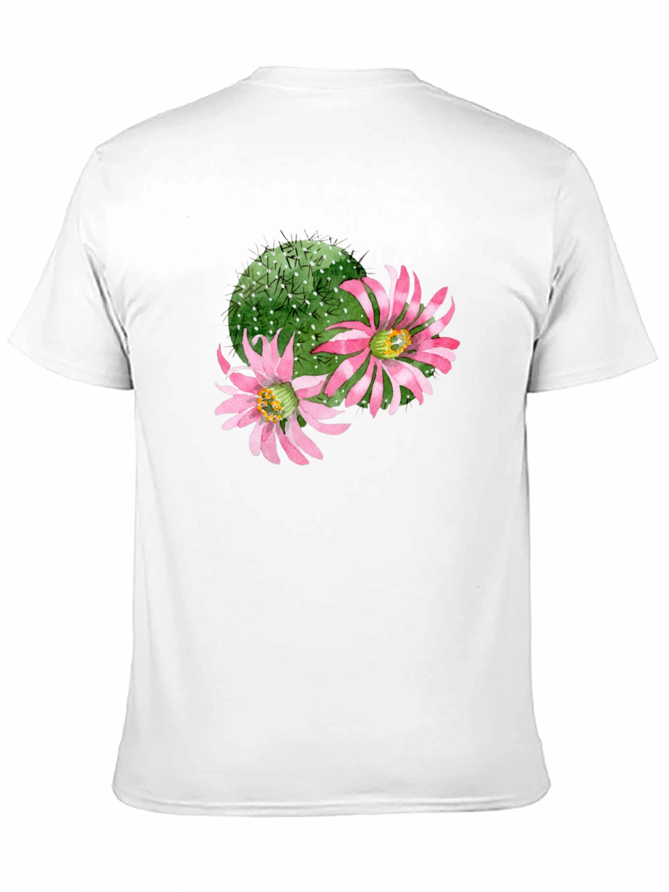 Cactus Flower Graphic Tee - Black Cotton T-Shirt