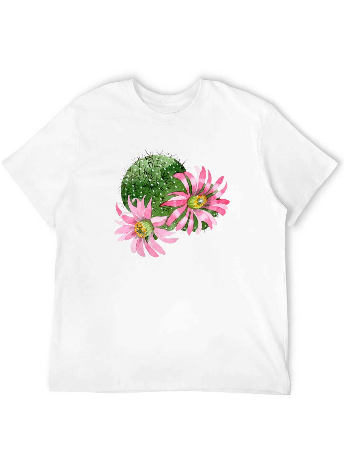 Cactus Flower Graphic Tee - Black Cotton T-Shirt