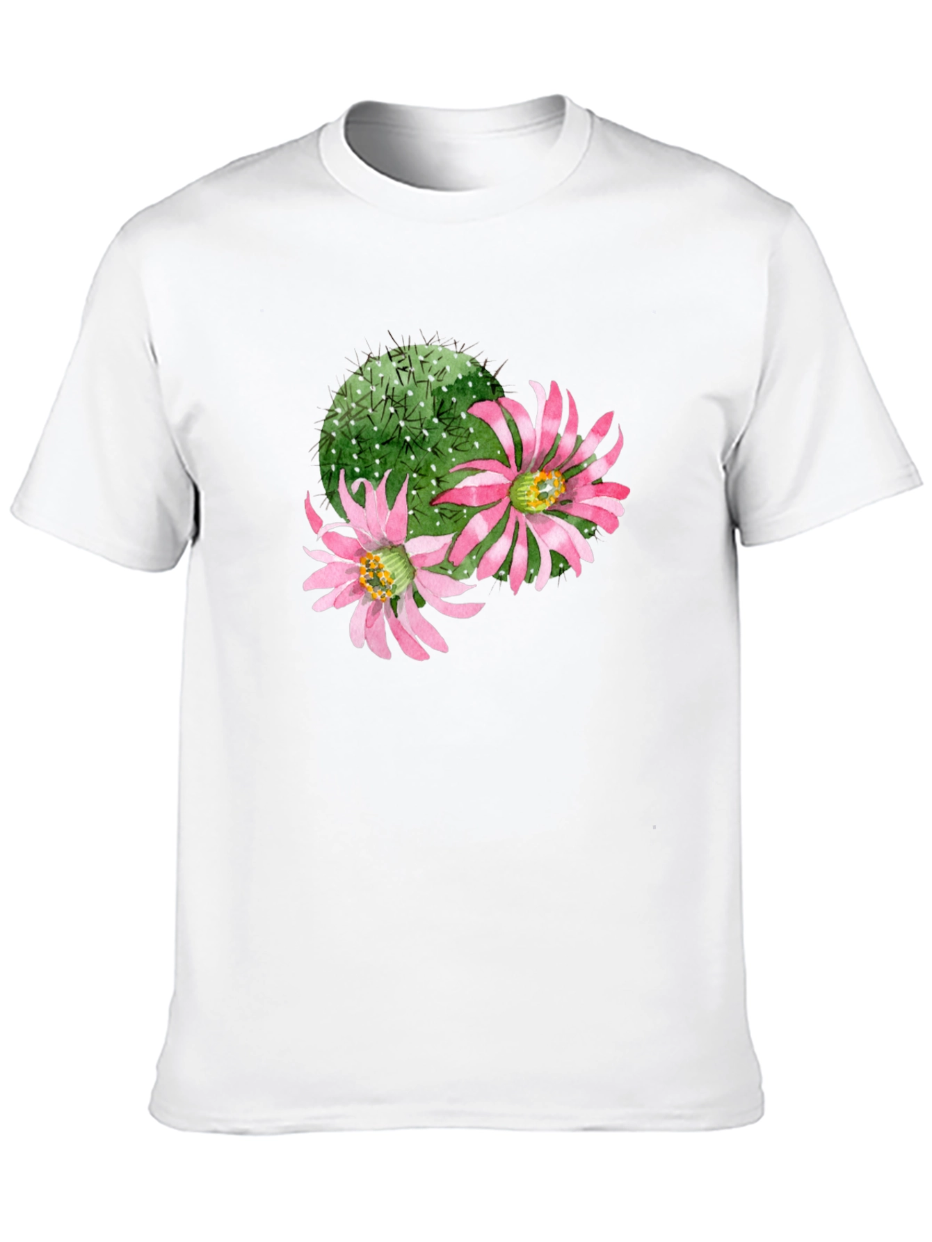 Cactus Flower Graphic Tee - Black Cotton T-Shirt