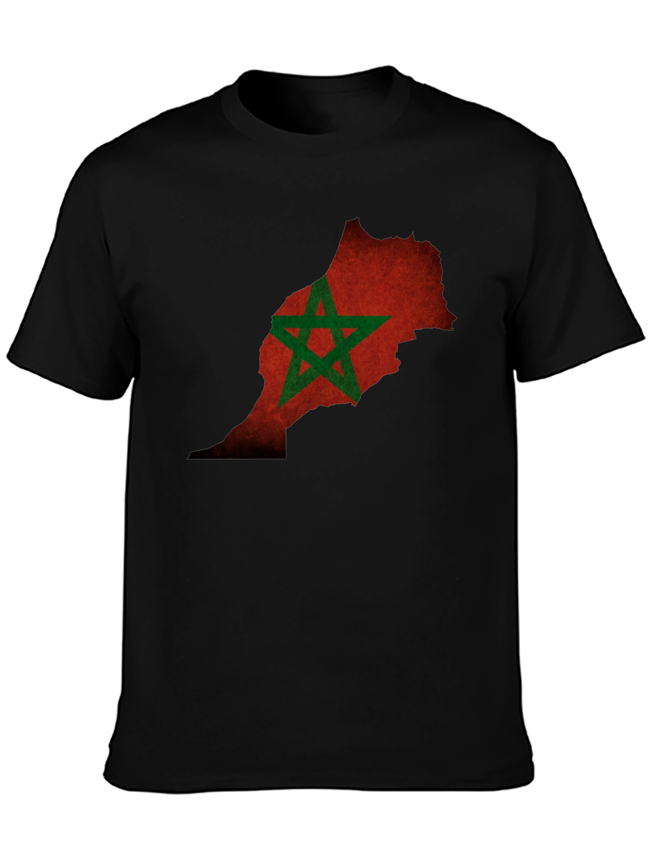 Morocco Flag Map Black T-Shirt