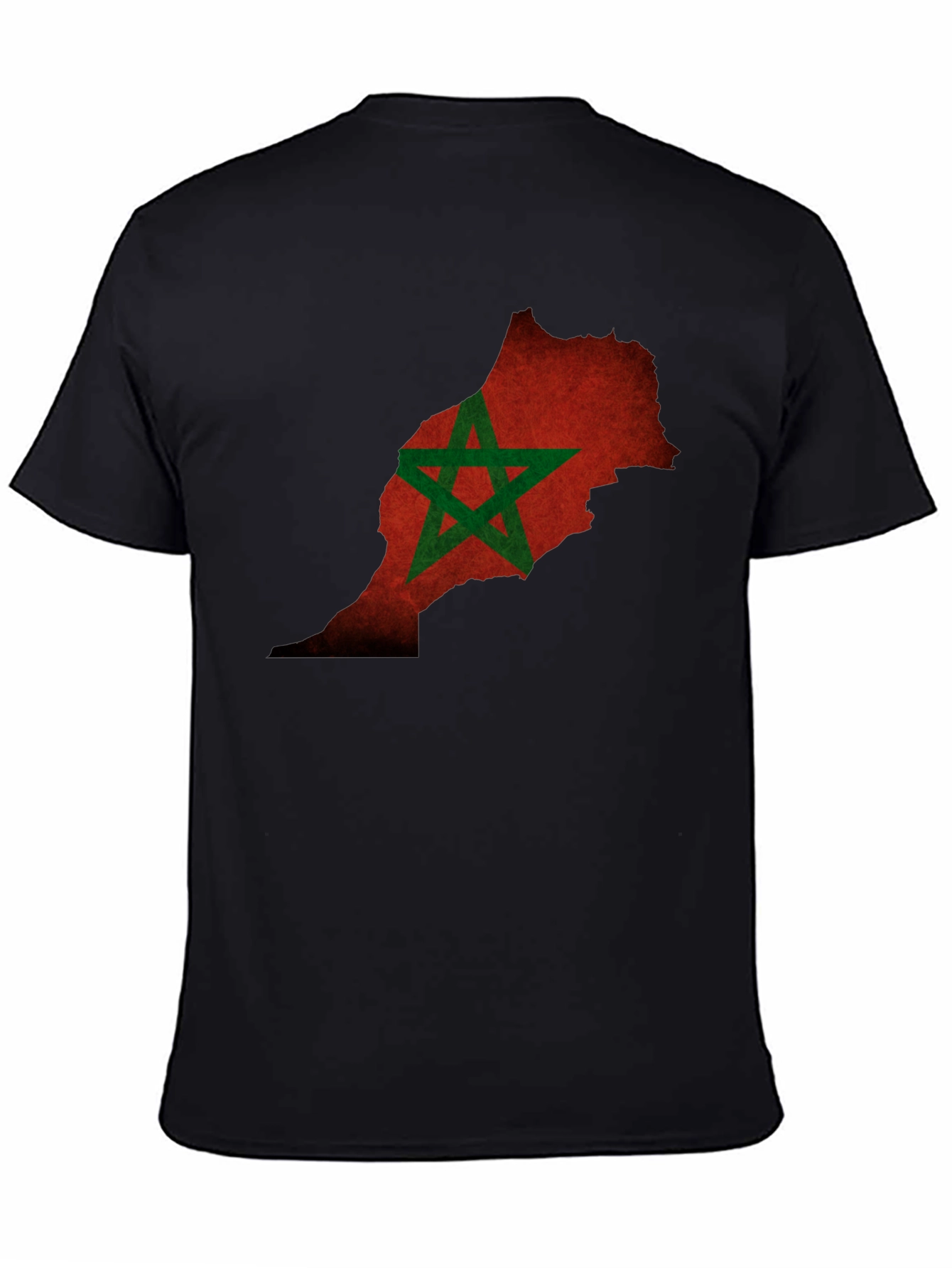 Morocco Flag Map Black T-Shirt