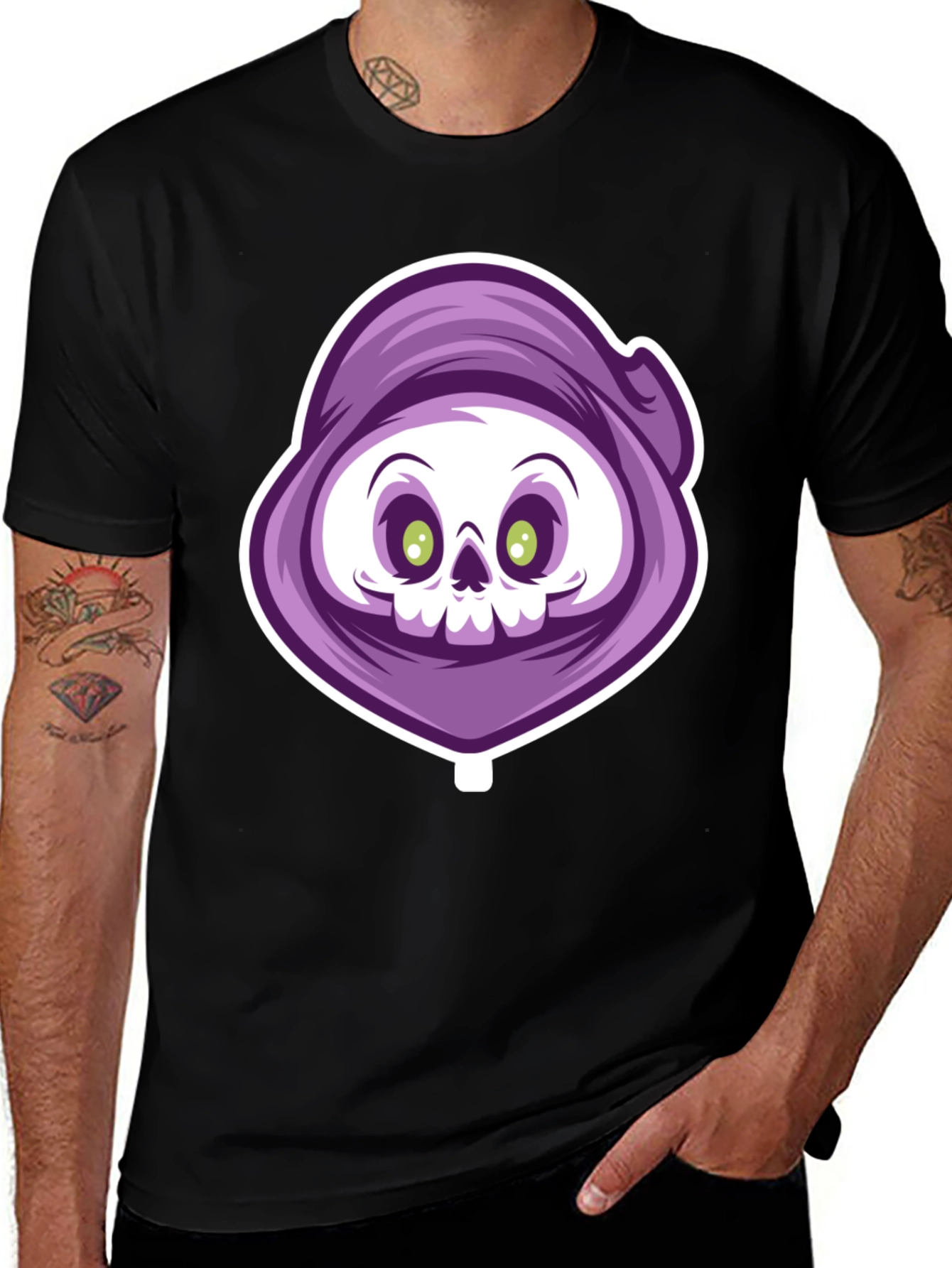 Grim Reaper Cartoon Graphic T-Shirt