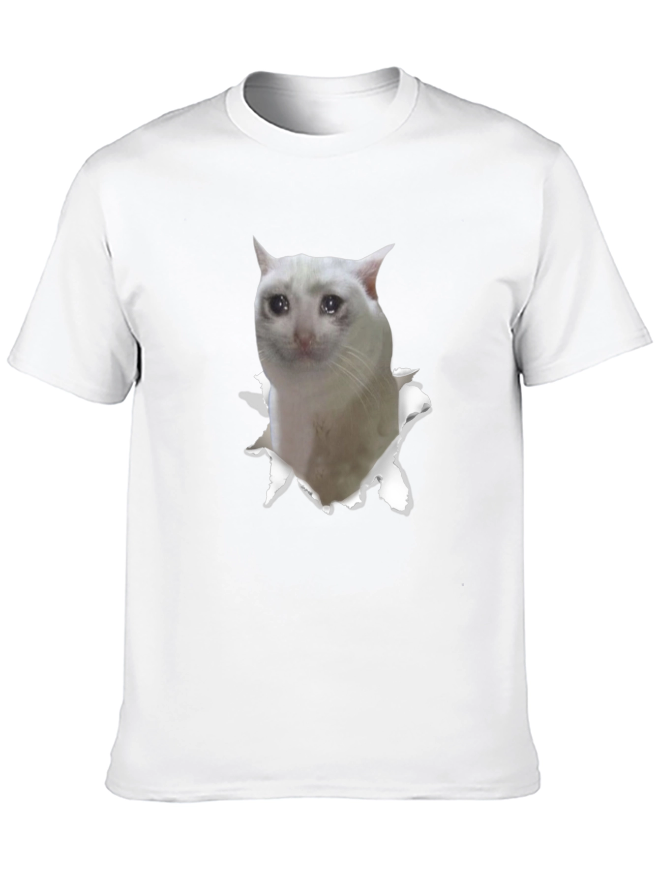 Sad Cat Meme Graphic Tee - Unisex Black T-Shirt