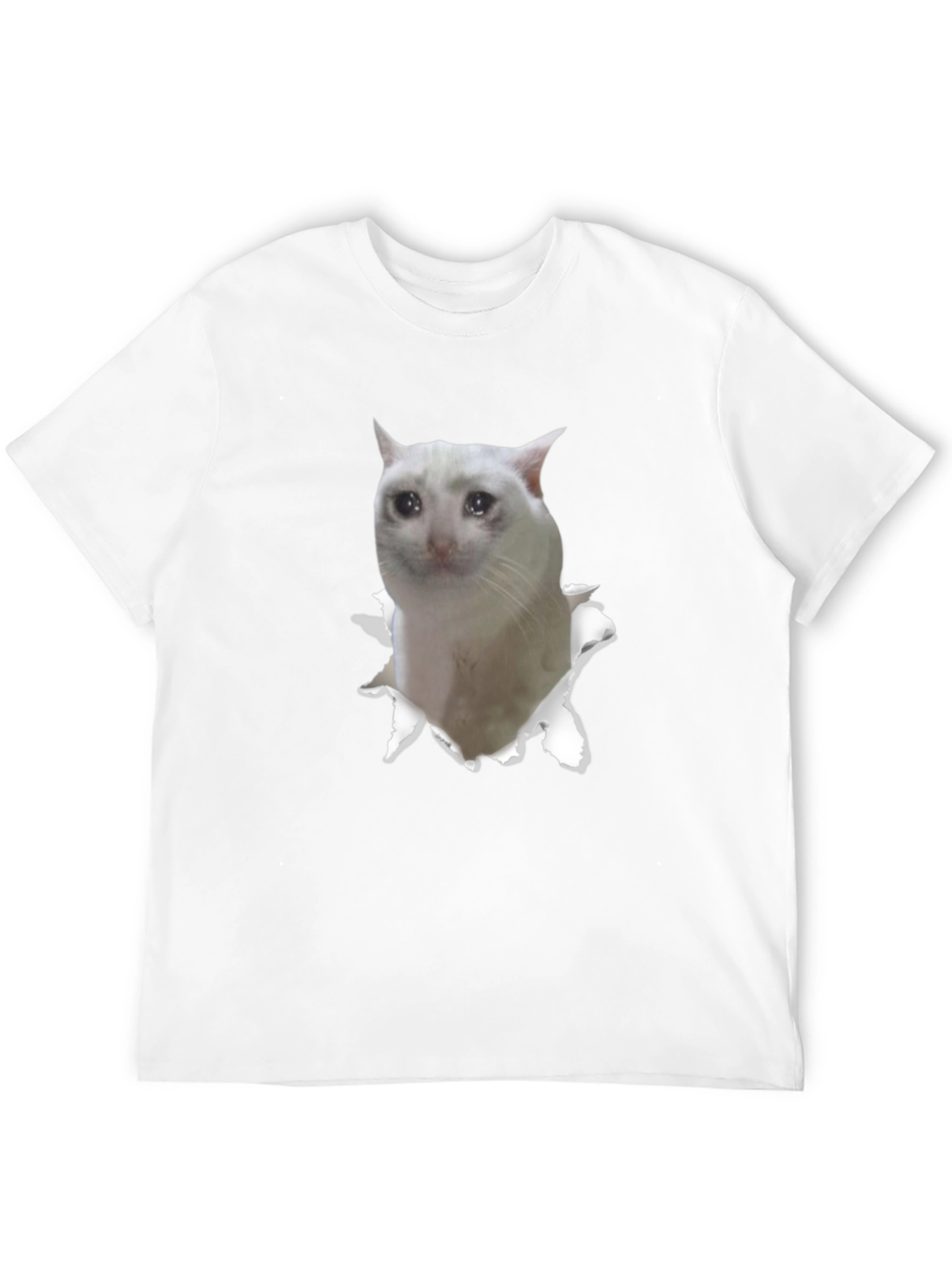 Sad Cat Meme Graphic Tee - Unisex Black T-Shirt