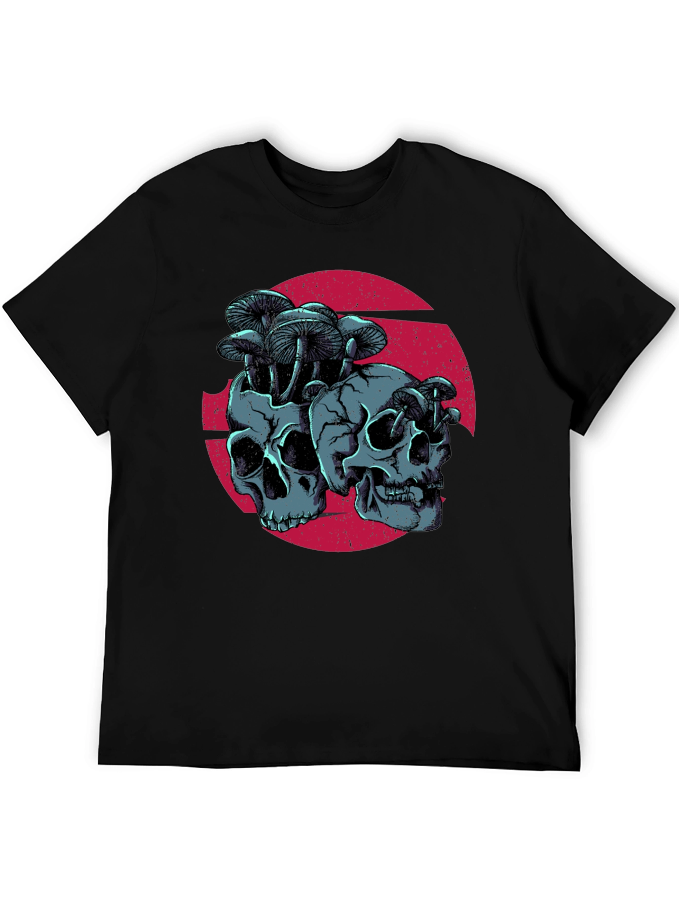 Skull & Mushroom Graphic Tee - Dark Gothic Style