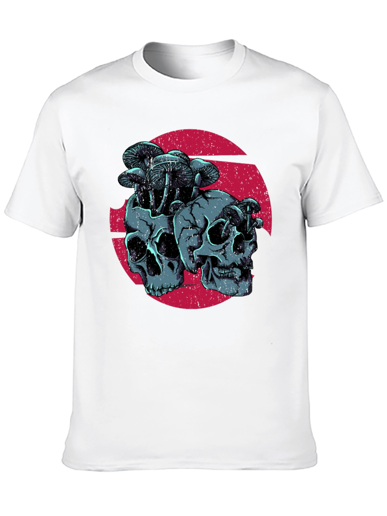 Skull & Mushroom Graphic Tee - Dark Gothic Style