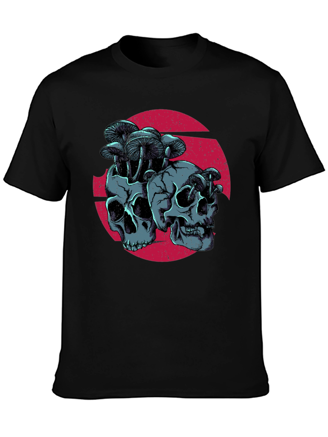 Skull & Mushroom Graphic Tee - Dark Gothic Style