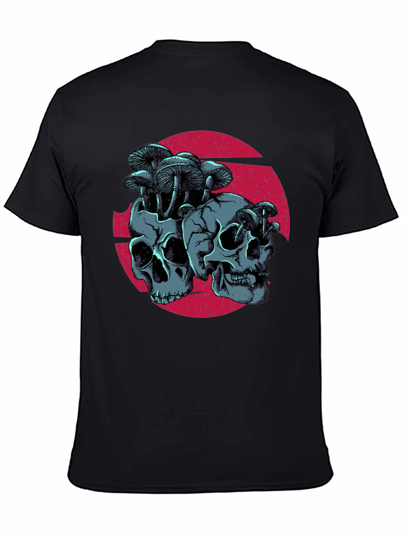 Skull & Mushroom Graphic Tee - Dark Gothic Style