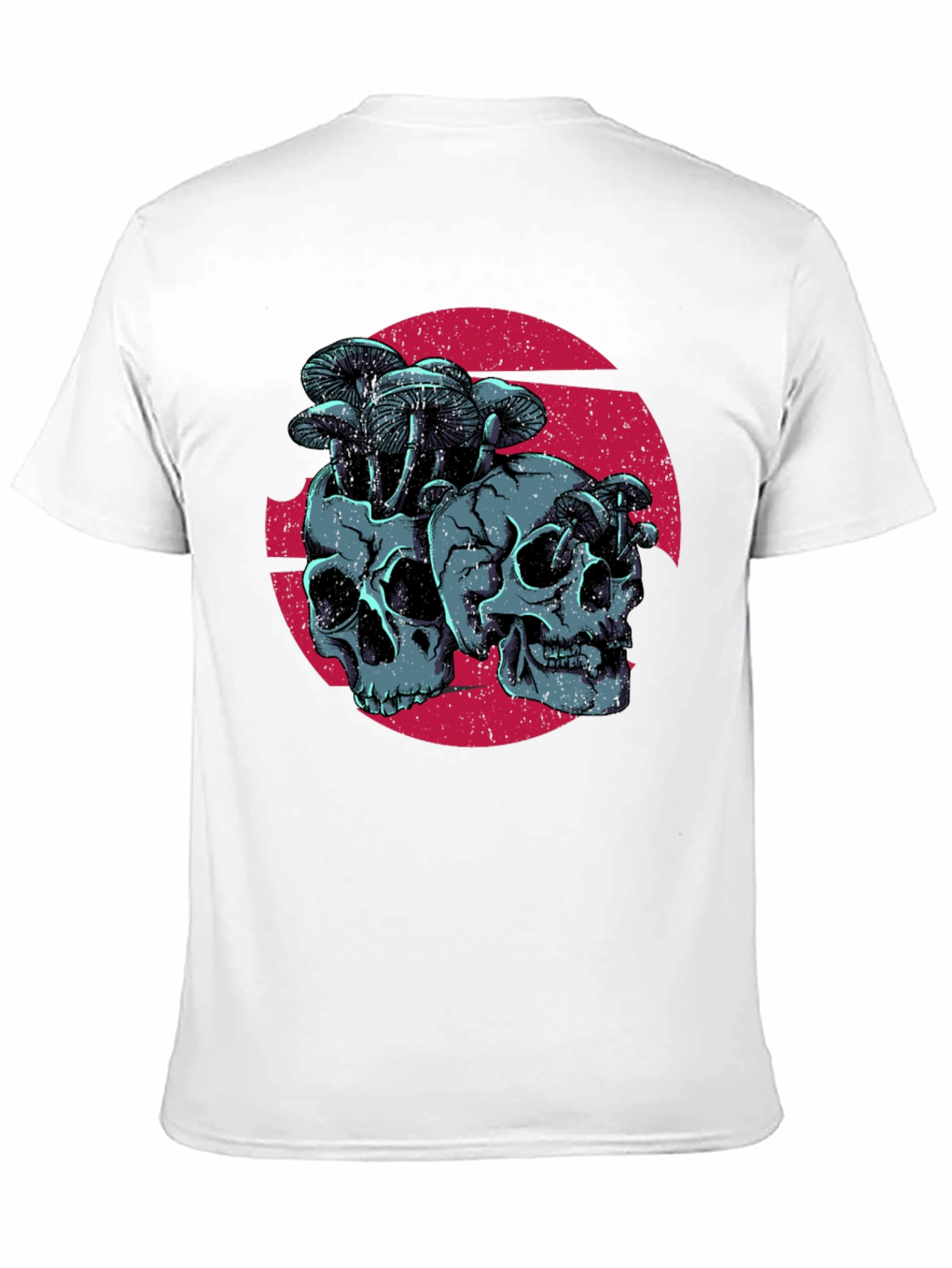 Skull & Mushroom Graphic Tee - Dark Gothic Style