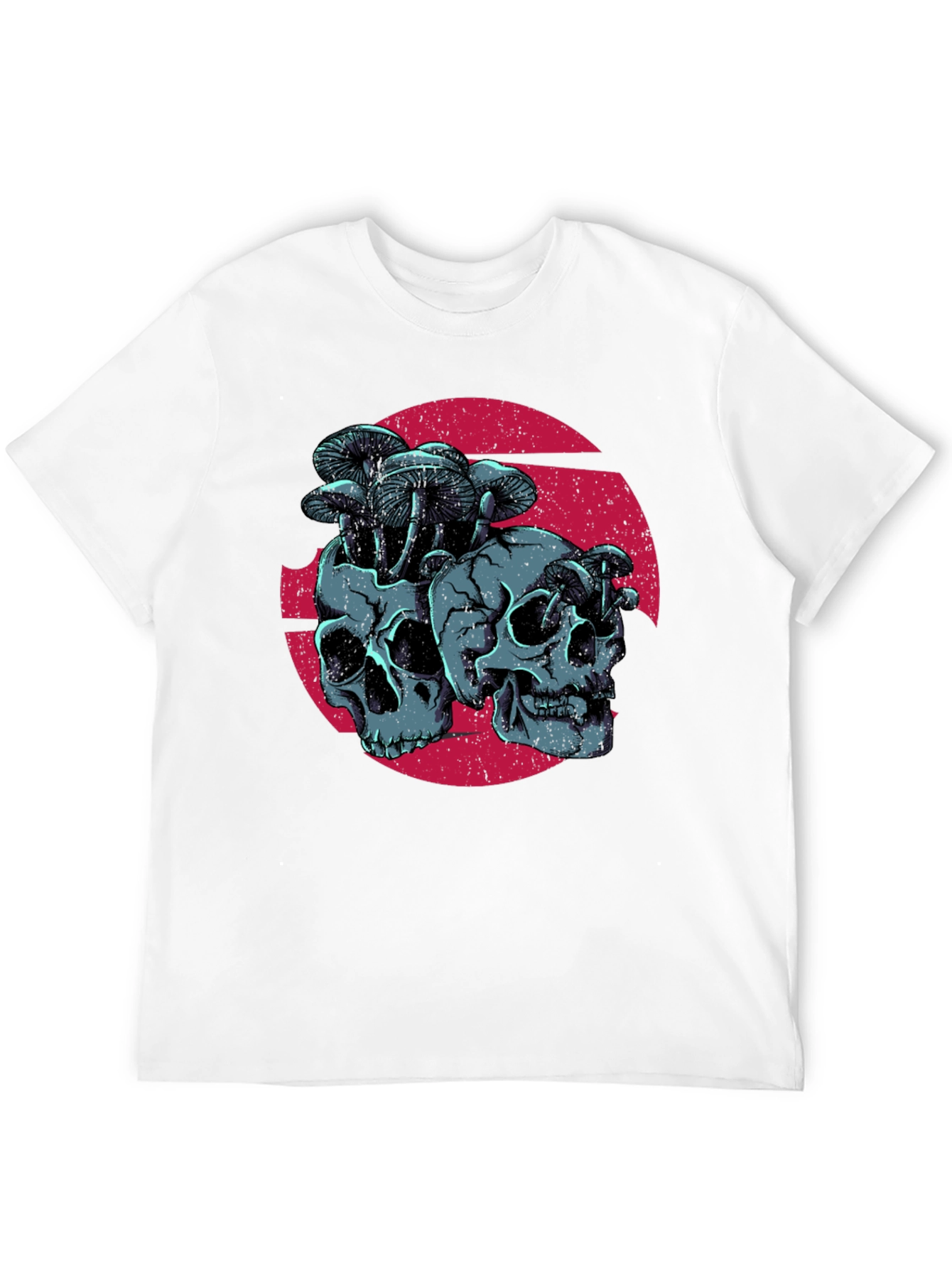 Skull & Mushroom Graphic Tee - Dark Gothic Style