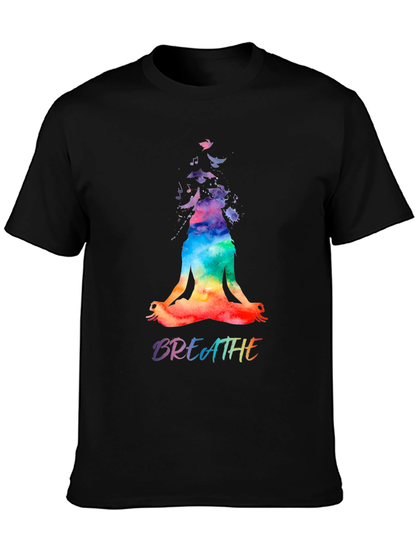 Breathe Yoga Meditation Graphic Tee - Black