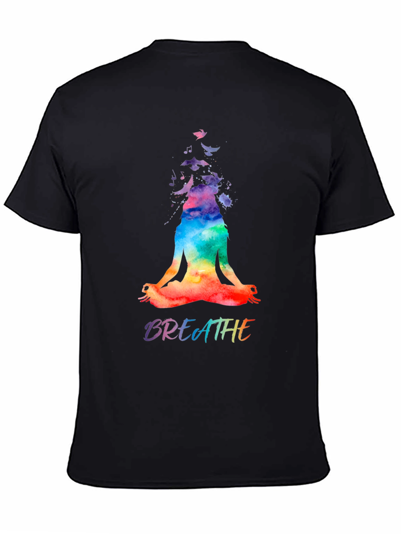Breathe Yoga Meditation Graphic Tee - Black