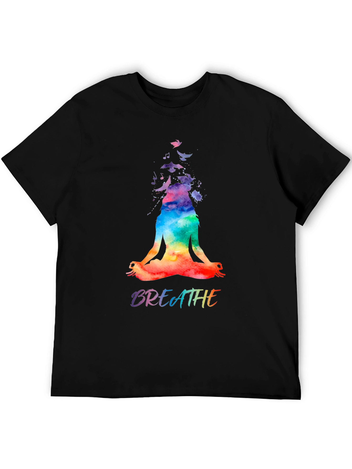 Breathe Yoga Meditation Graphic Tee - Black
