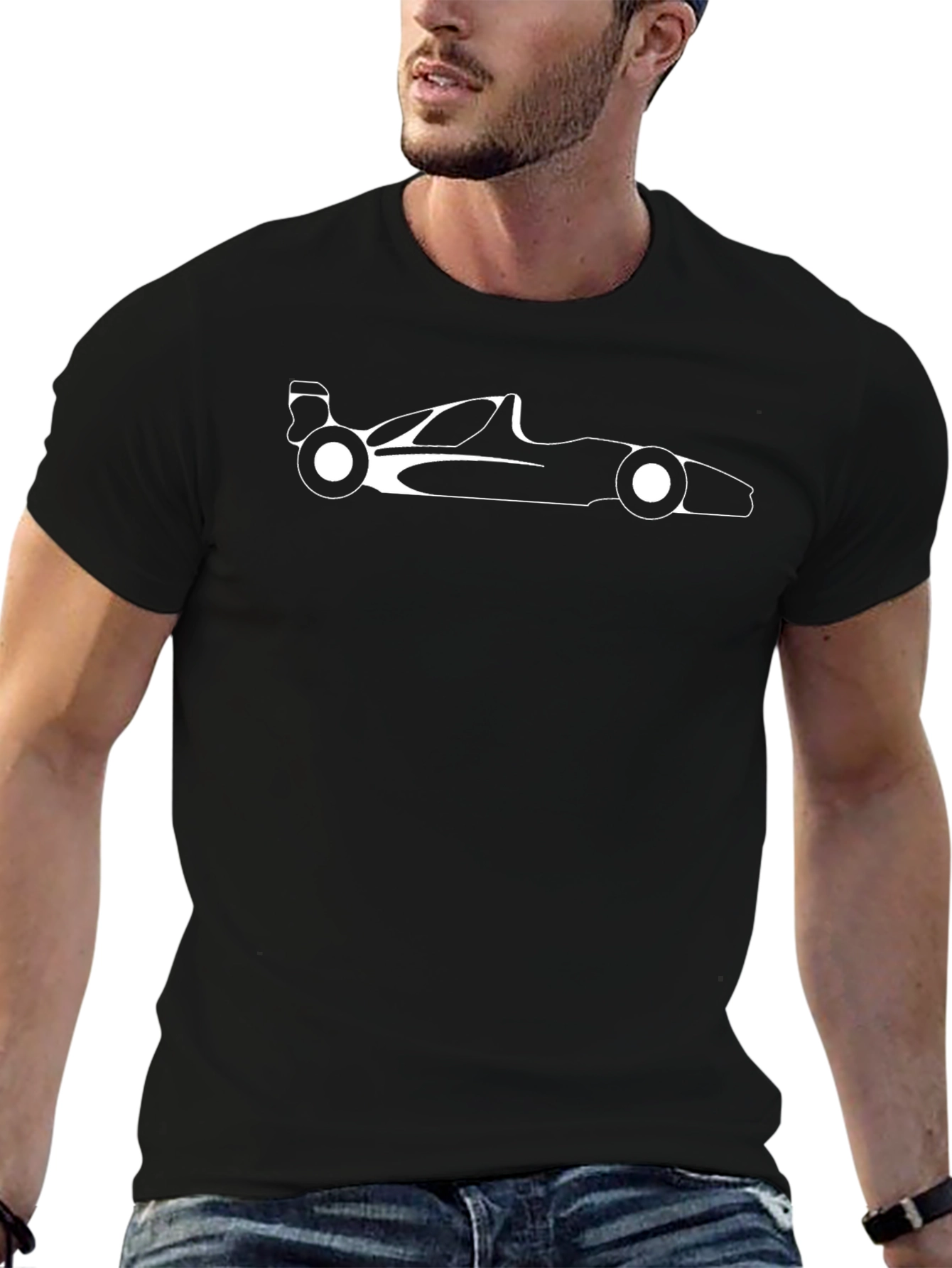 Racing Car T-Shirt - Black Cotton Tee