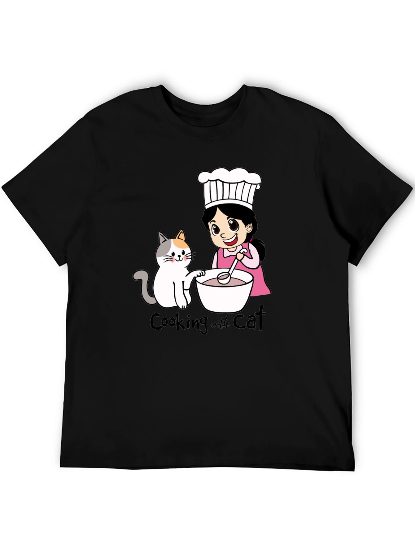 Cooking with Cat T-Shirt Cute Cartoon Design Tee