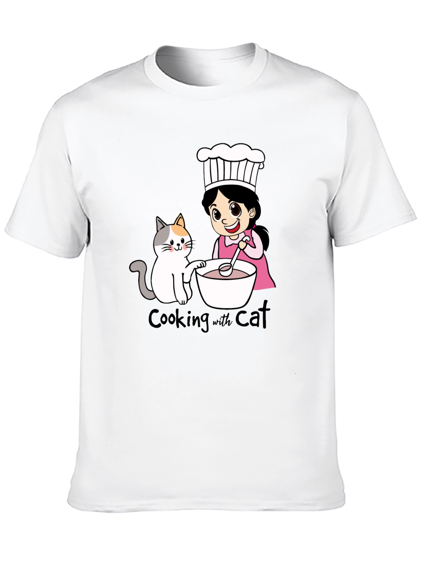 Cooking with Cat T-Shirt Cute Cartoon Design Tee