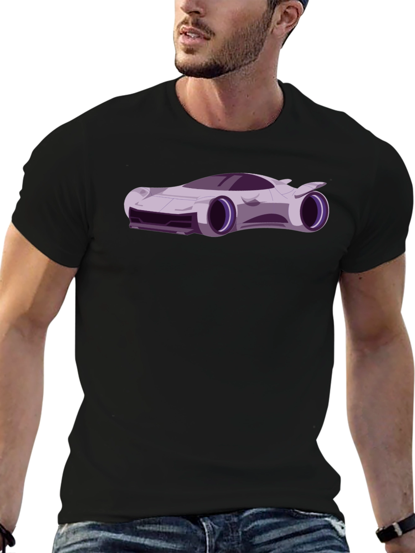Futuristic Car Graphic Tee - Cool Black T-Shirt