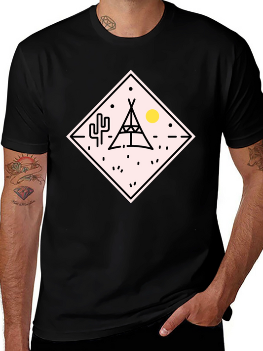 Teepee Desert Graphic T-Shirt - Black