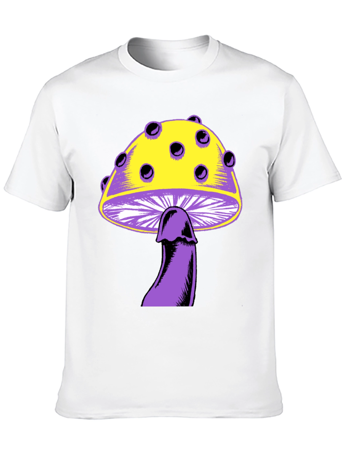 Novelty Mushroom Graphic Tee - Black Unisex T-Shirt