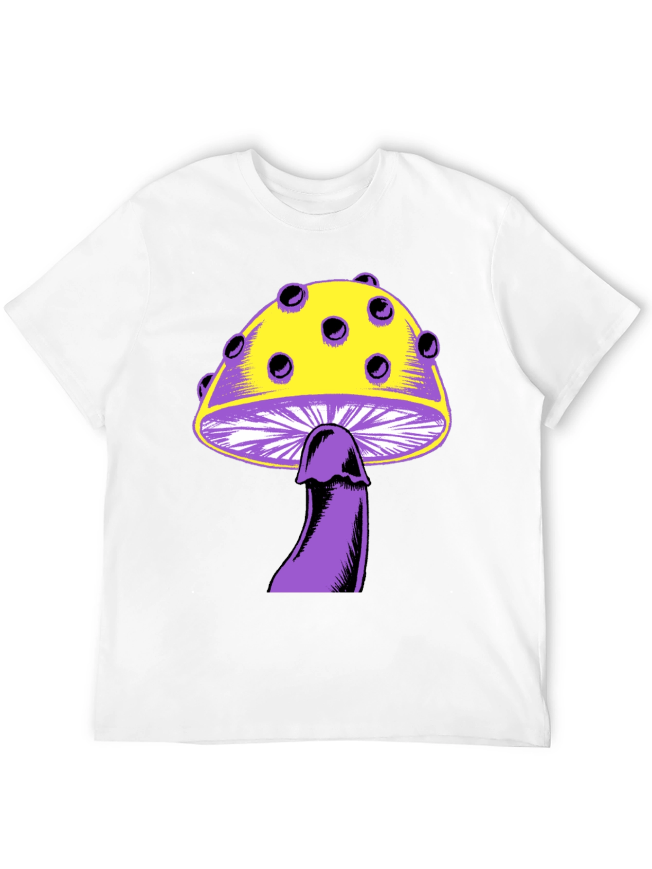 Novelty Mushroom Graphic Tee - Black Unisex T-Shirt