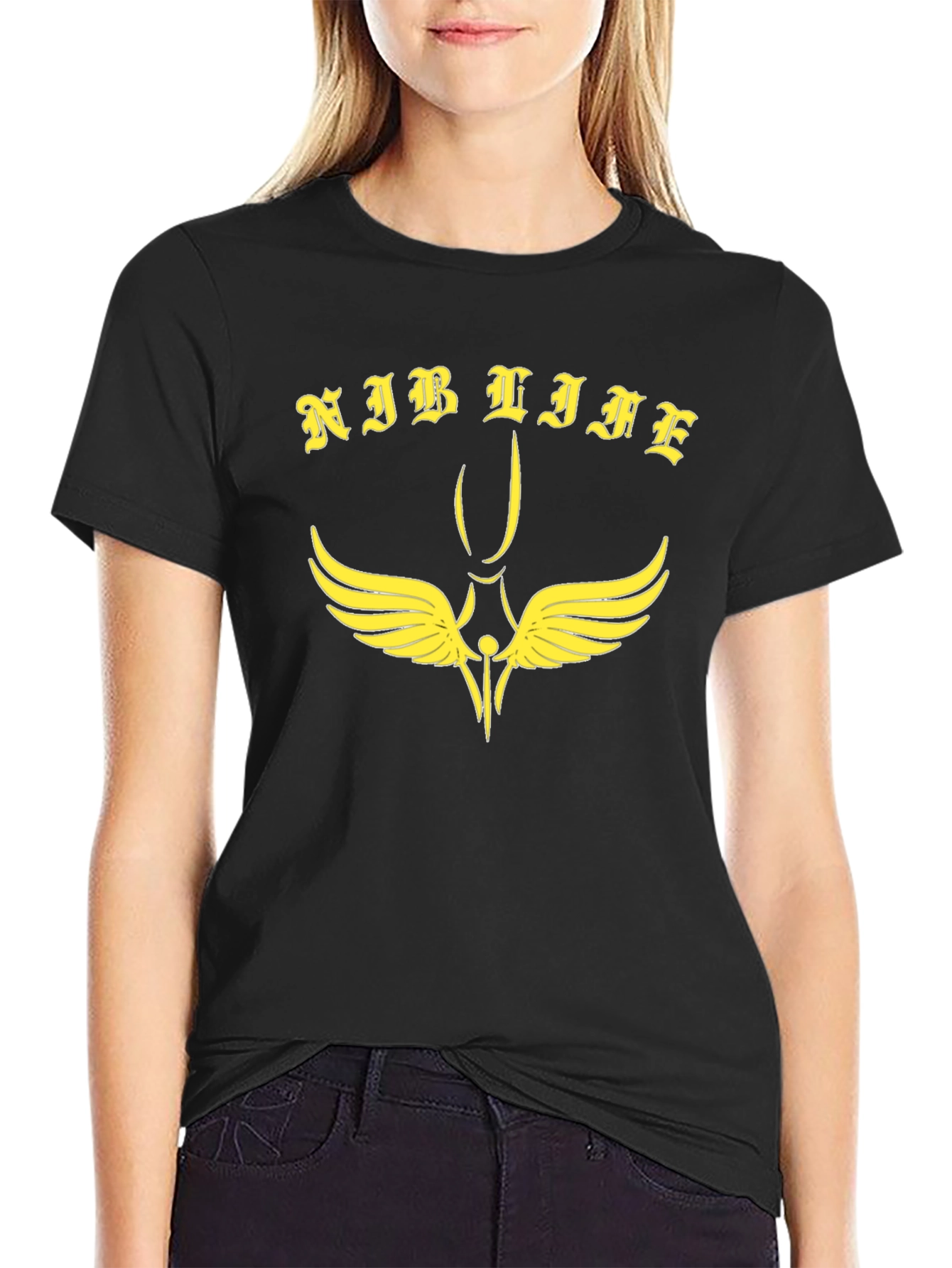 Nib Life Black T-Shirt with Gold Graphic