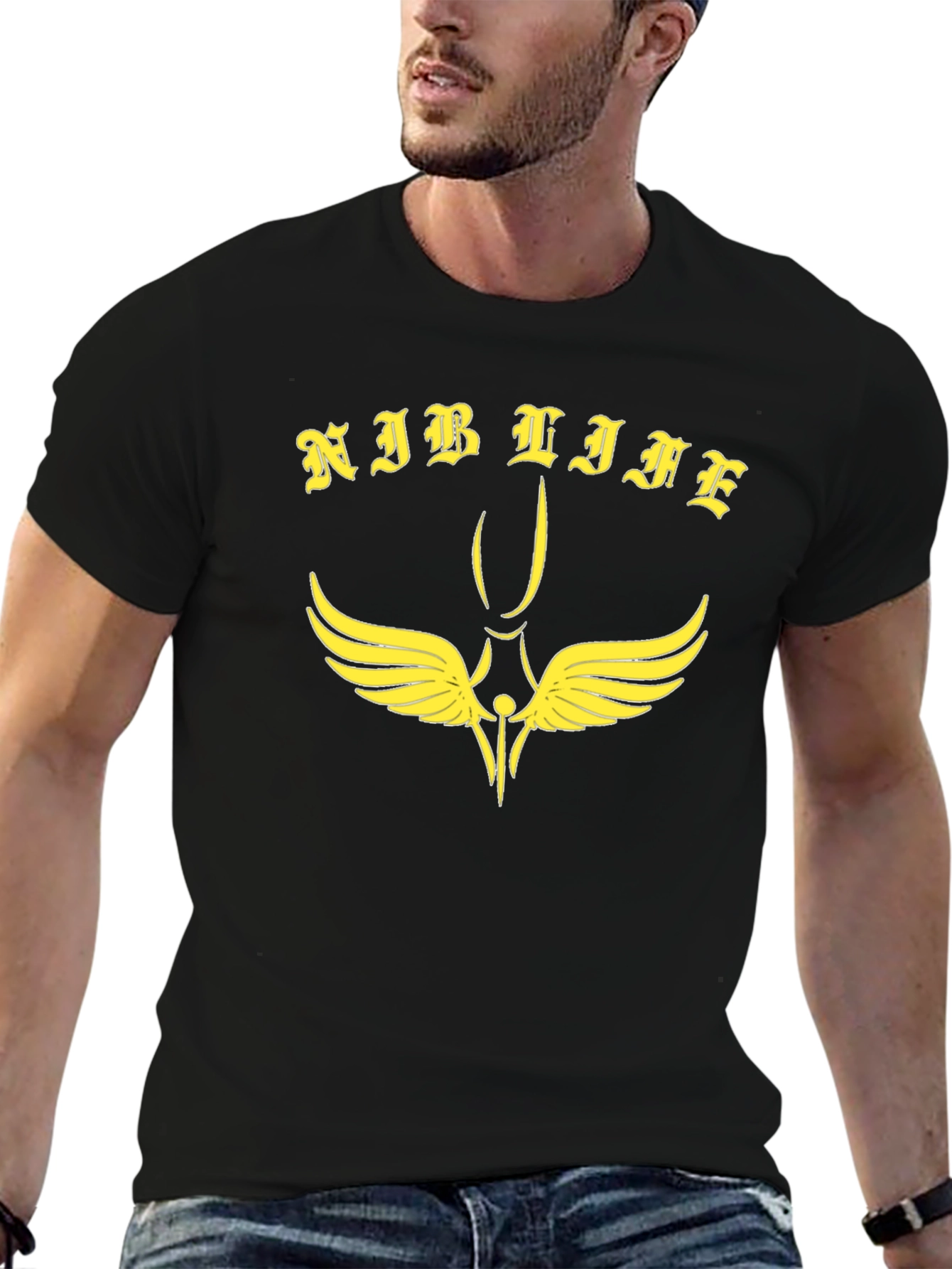 Nib Life Black T-Shirt with Gold Graphic