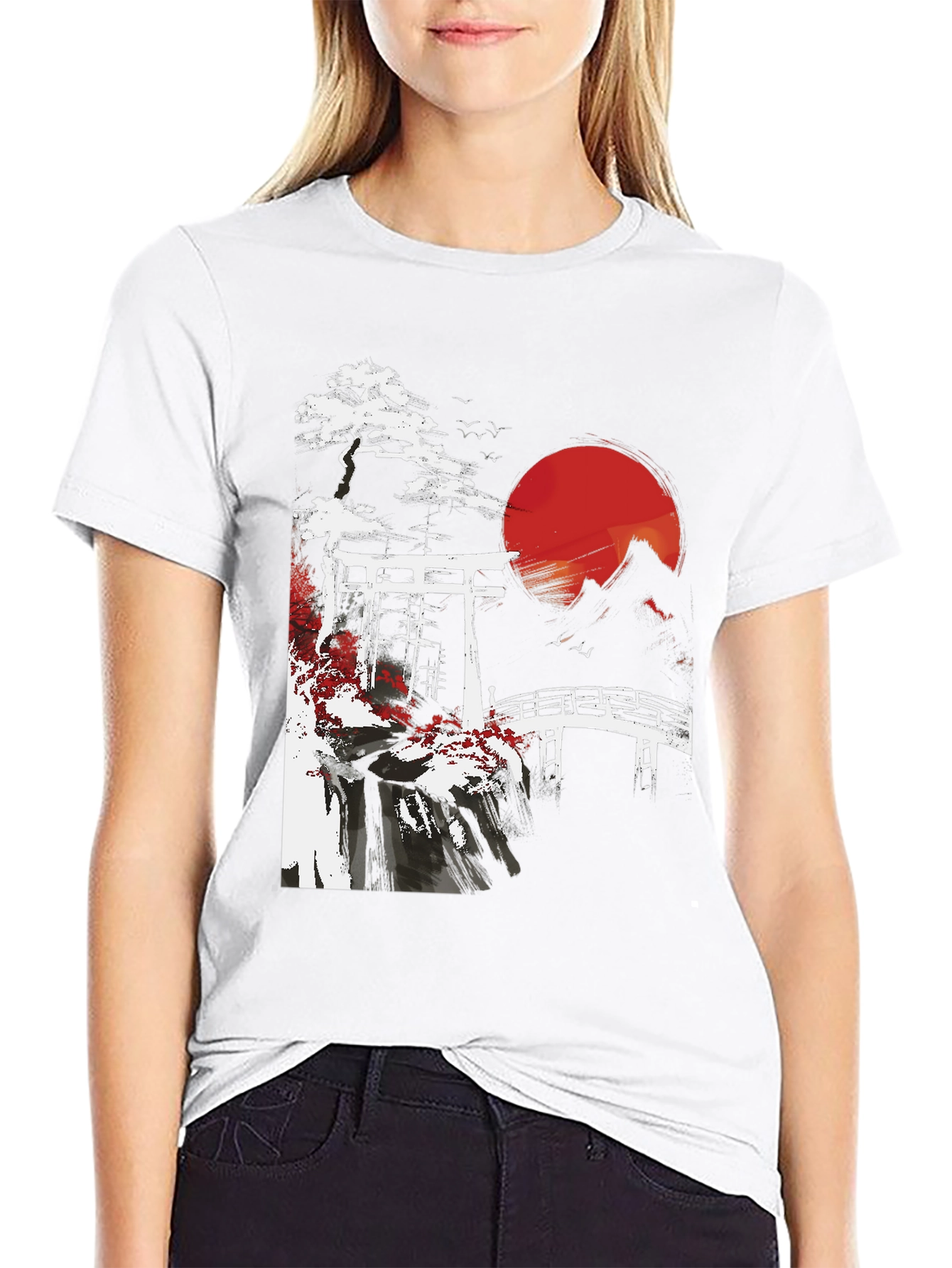 Japanese Landscape Graphic Tee - Black