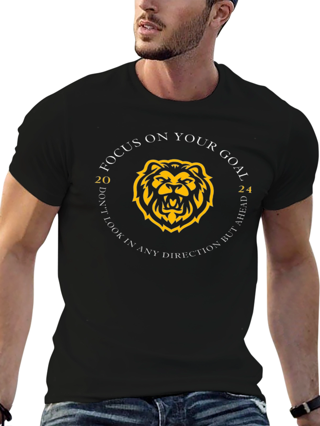Focus on Your Goal T-Shirt: Lion Graphic Tee
