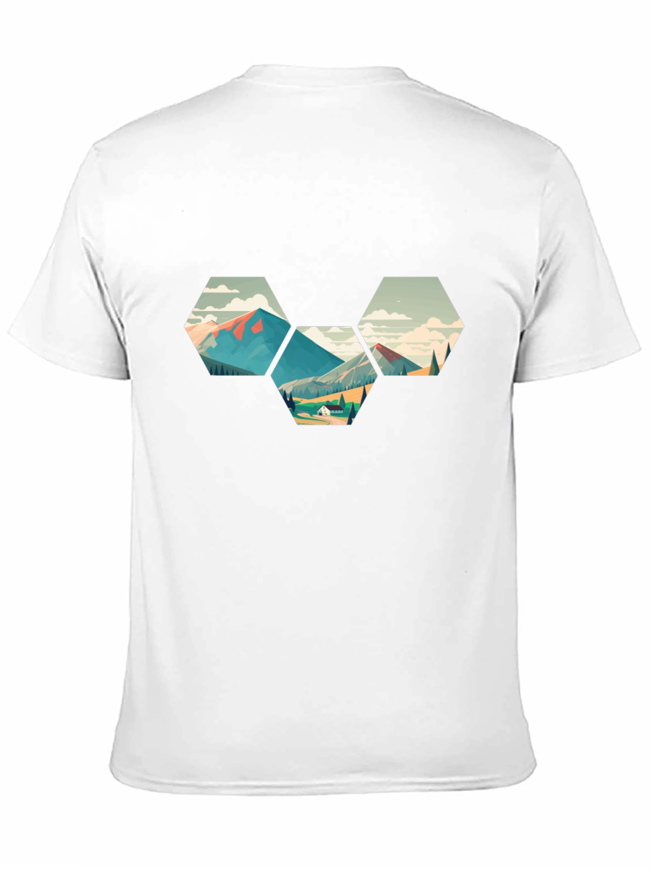 Geometric Mountainscape Graphic Tee - Black
