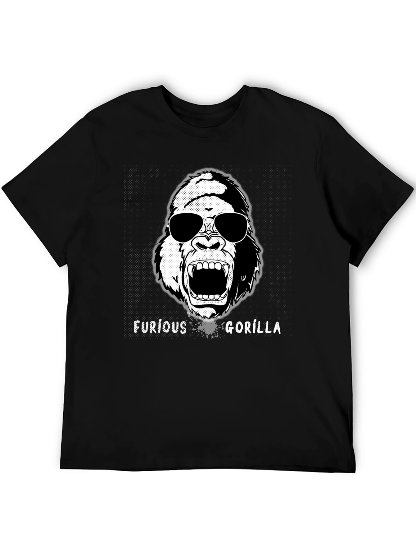 Furious Gorilla Graphic Tee - Black Cotton T-Shirt