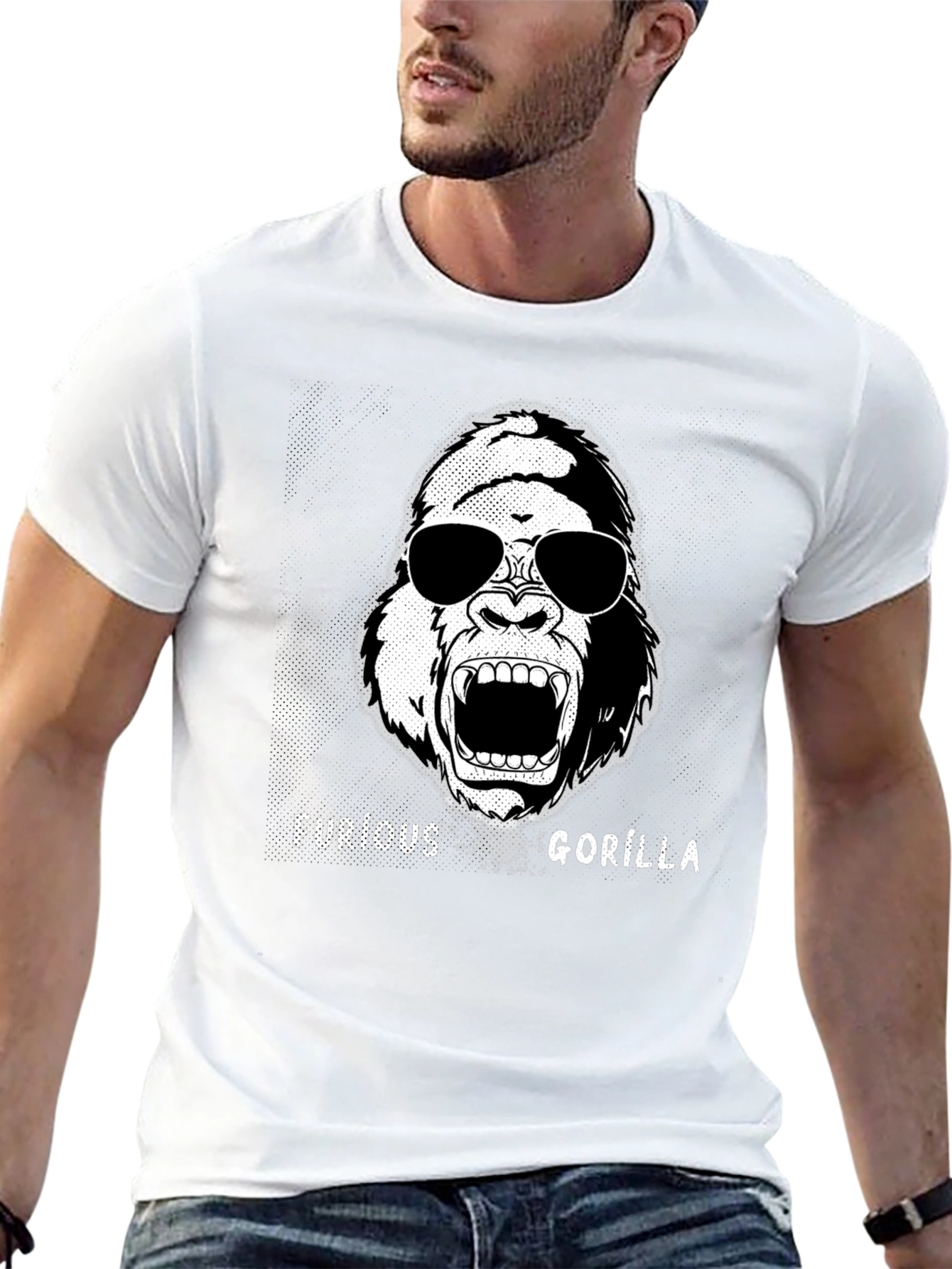 Furious Gorilla Graphic Tee - Black Cotton T-Shirt