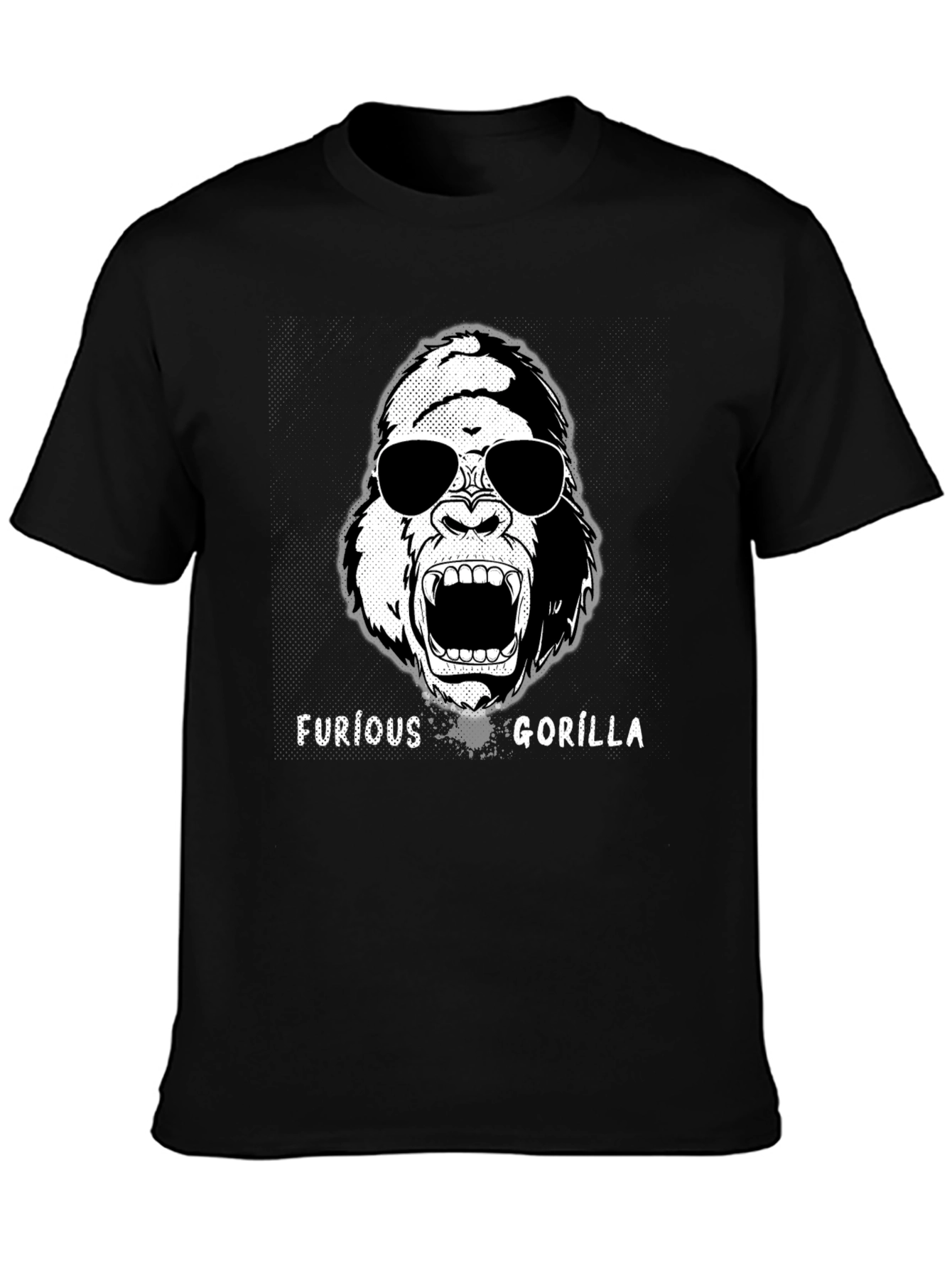 Furious Gorilla Graphic Tee - Black Cotton T-Shirt