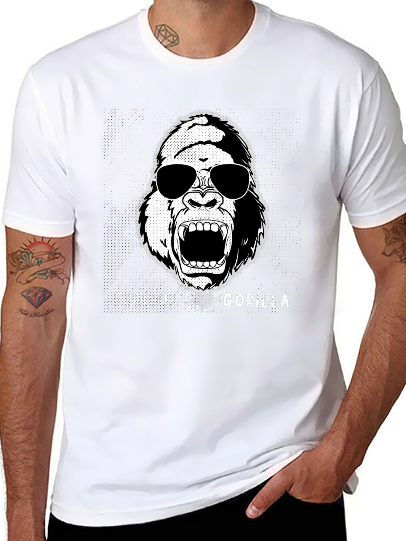 Furious Gorilla Graphic Tee - Black Cotton T-Shirt