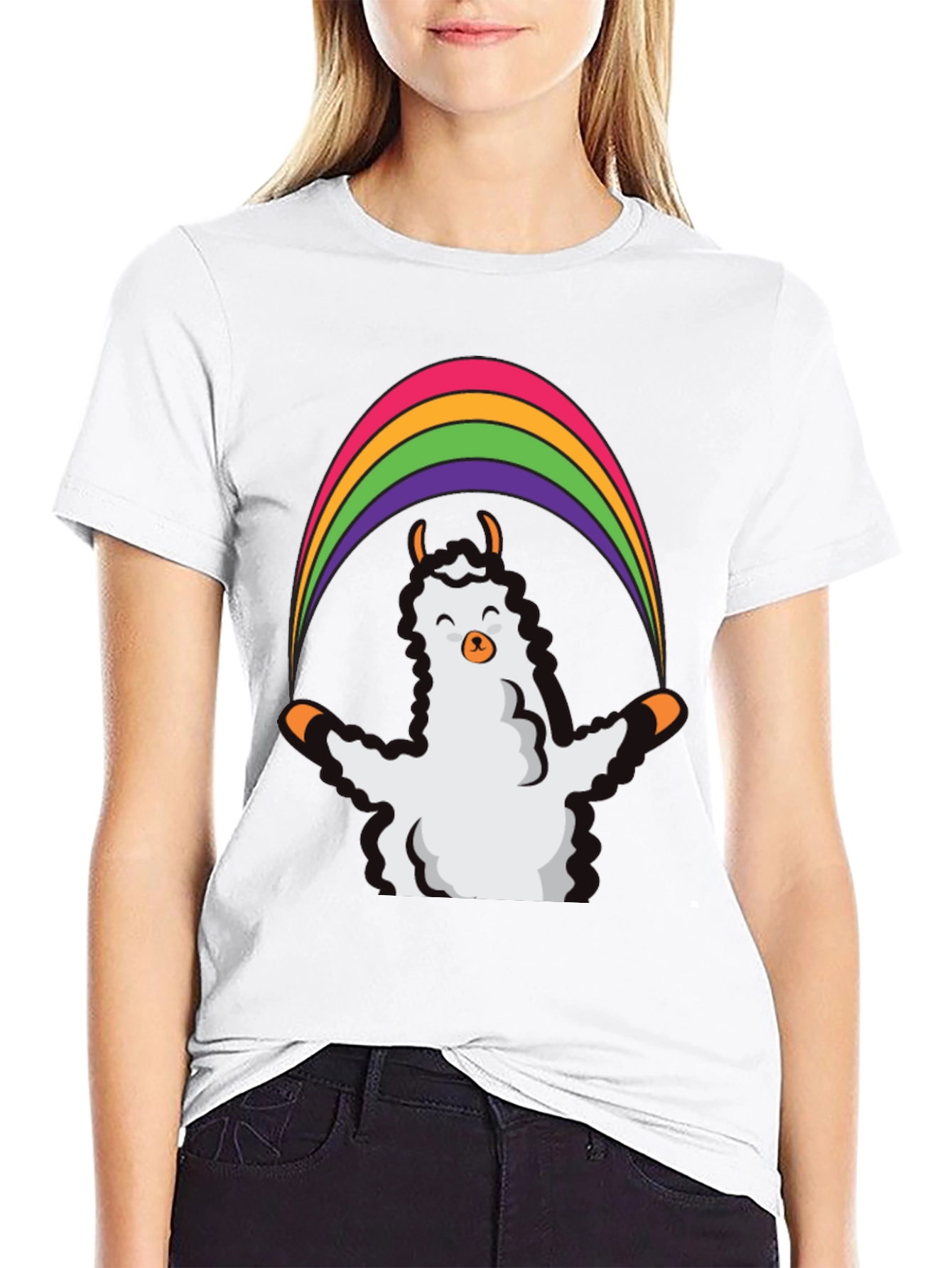 Llama Rainbow Graphic Tee - Soft & Stylish
