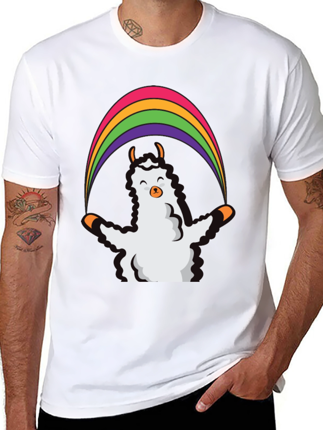 Llama Rainbow Graphic Tee - Soft & Stylish