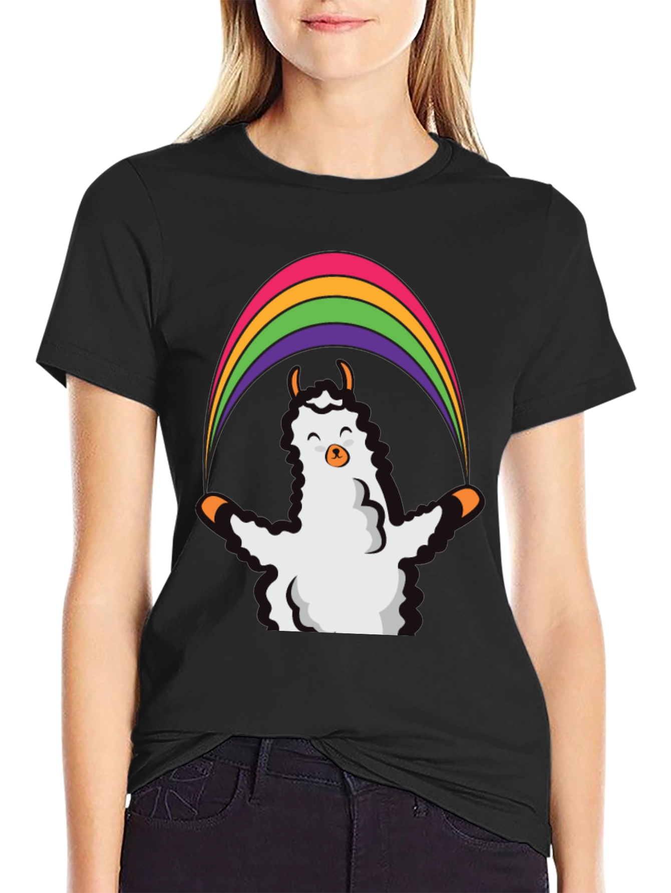 Llama Rainbow Graphic Tee - Soft & Stylish