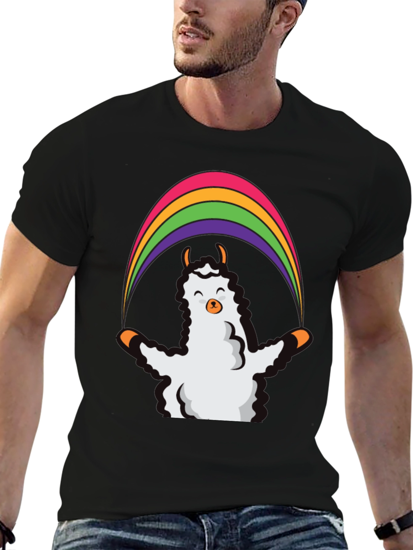 Llama Rainbow Graphic Tee - Soft & Stylish