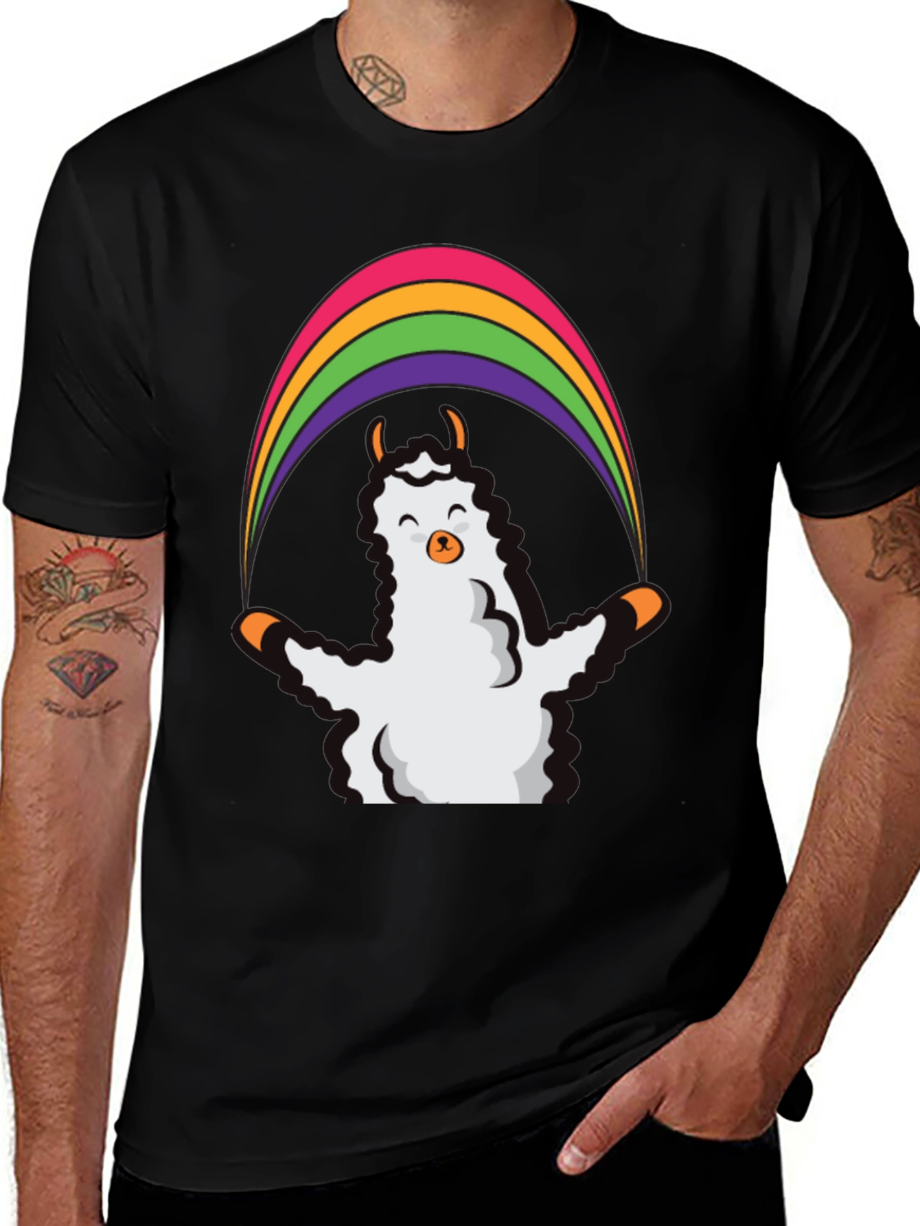 Llama Rainbow Graphic Tee - Soft & Stylish