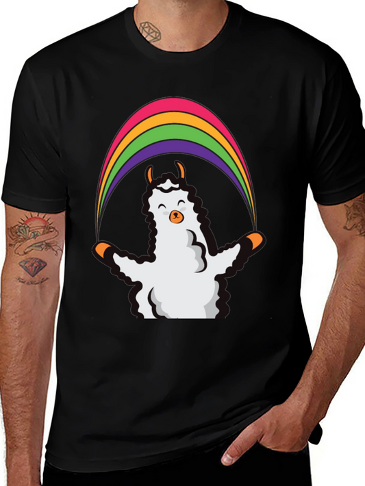 Llama Rainbow Graphic Tee - Soft & Stylish