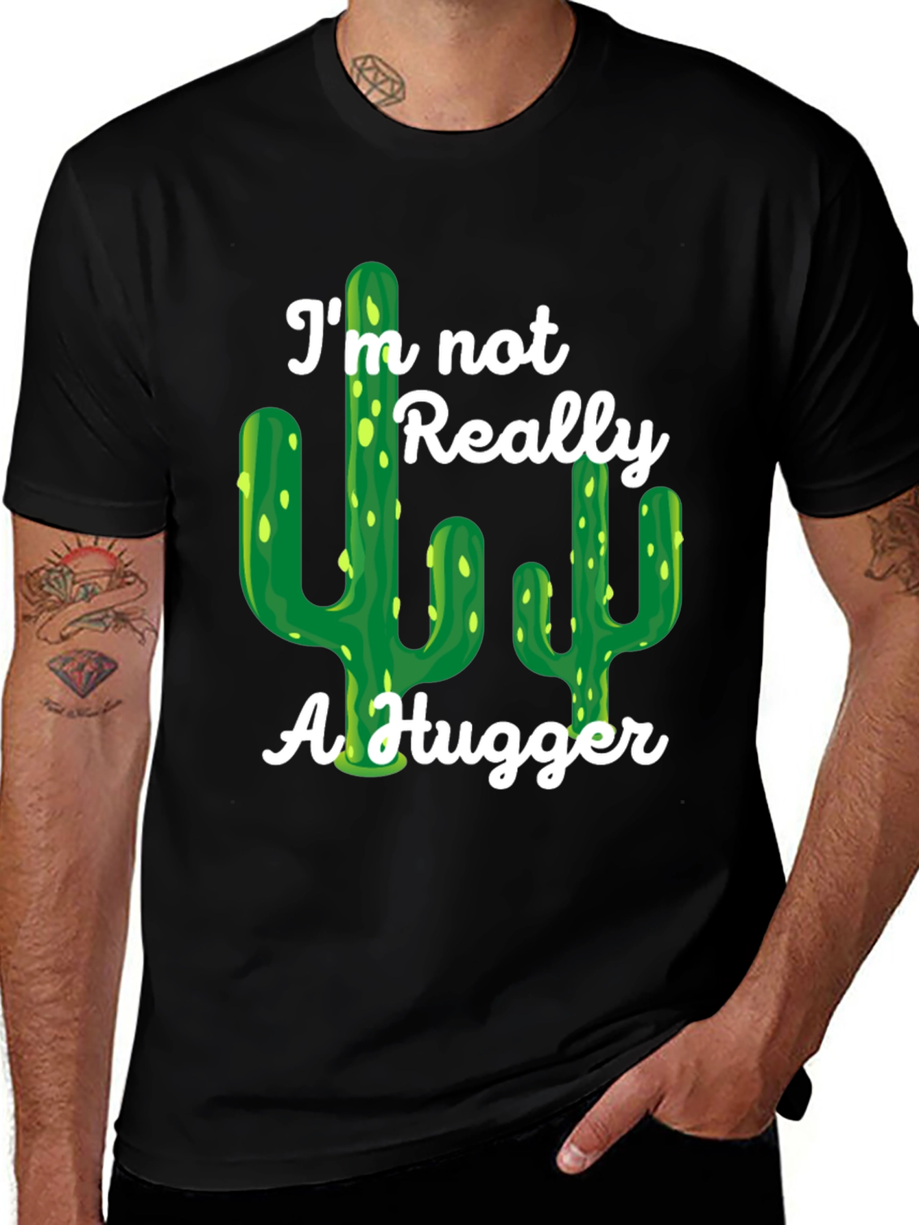 Im Not Really a Hugger Cactus Graphic Tee