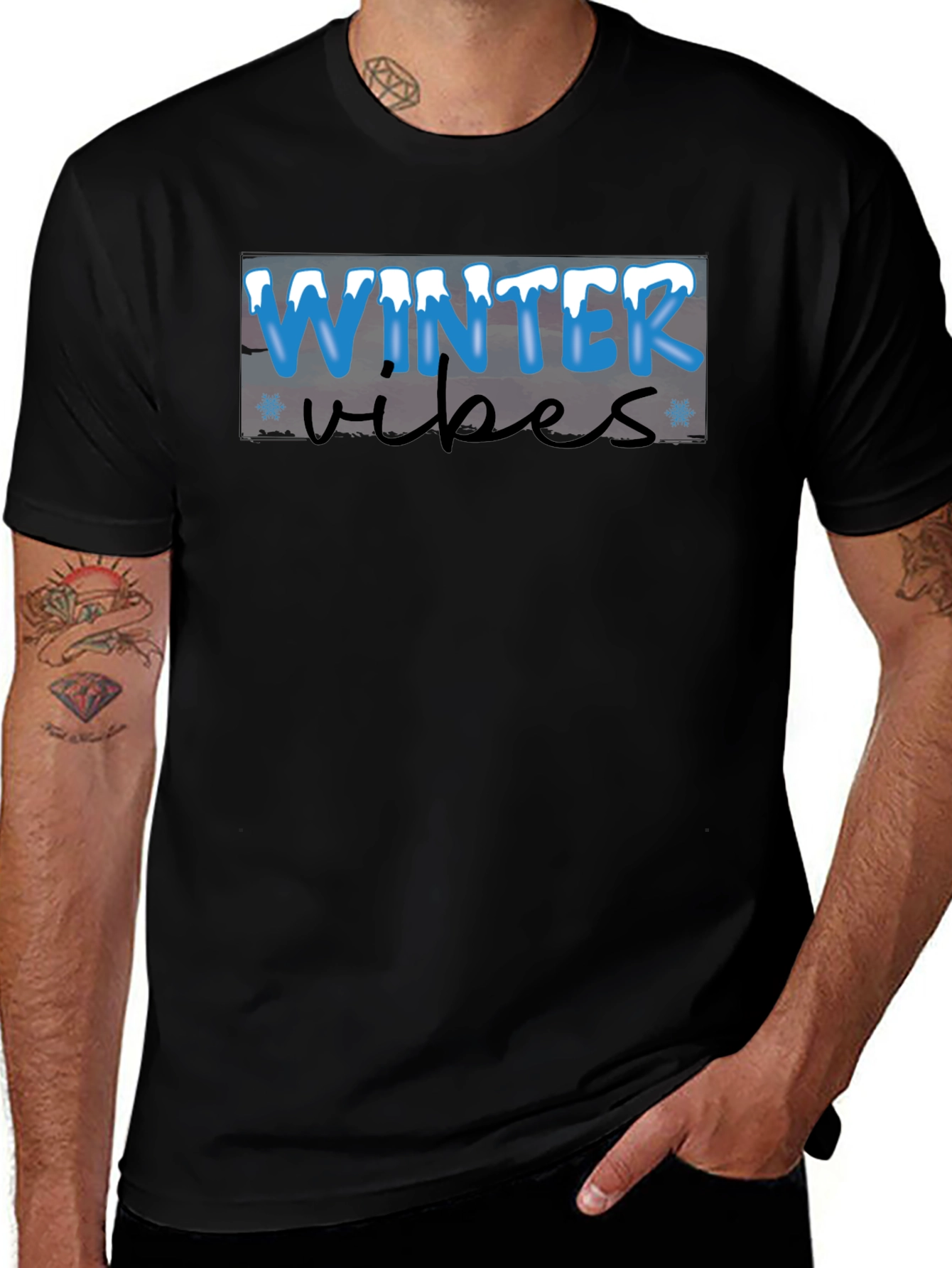 Winter Vibes Black T-Shirt