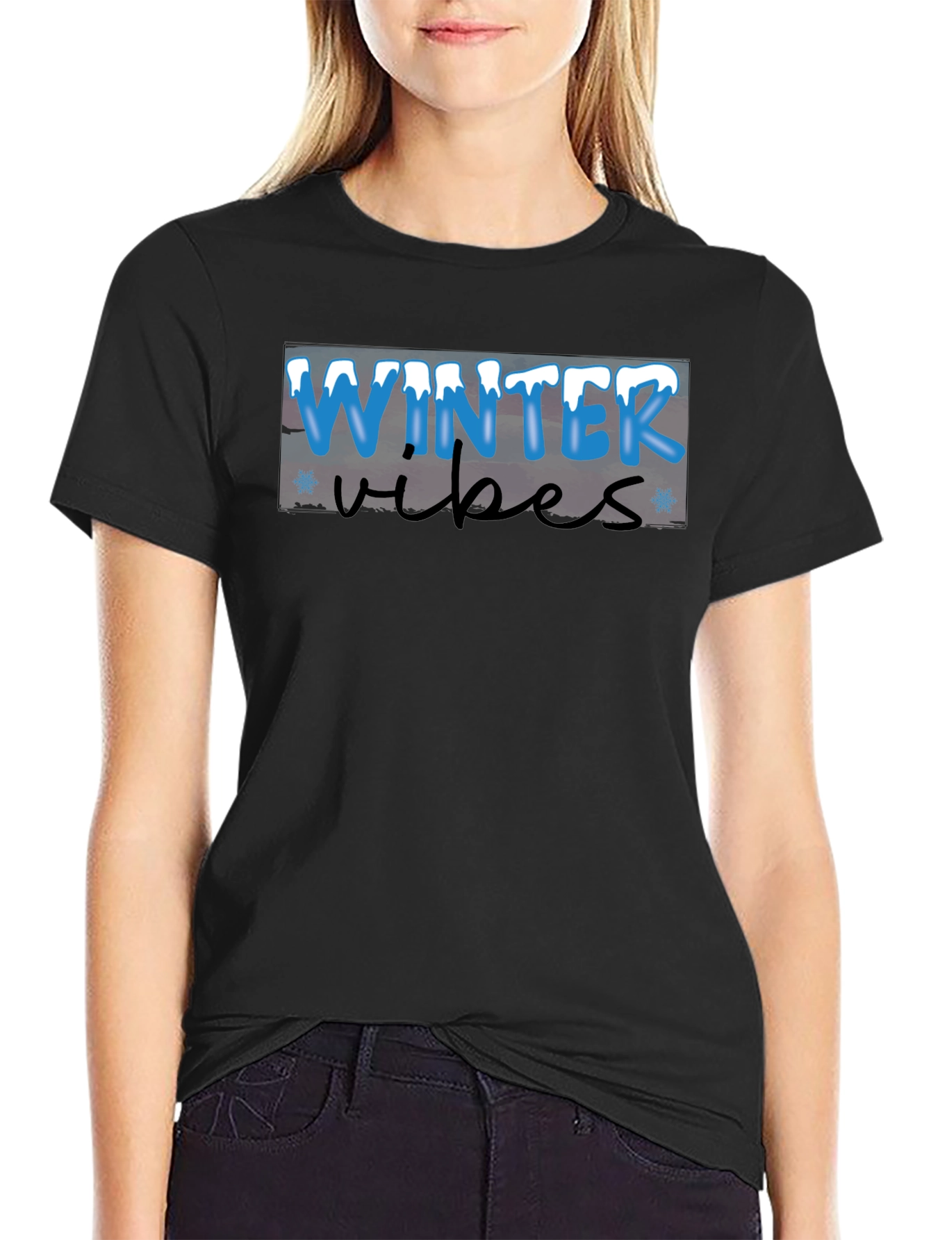 Winter Vibes Black T-Shirt