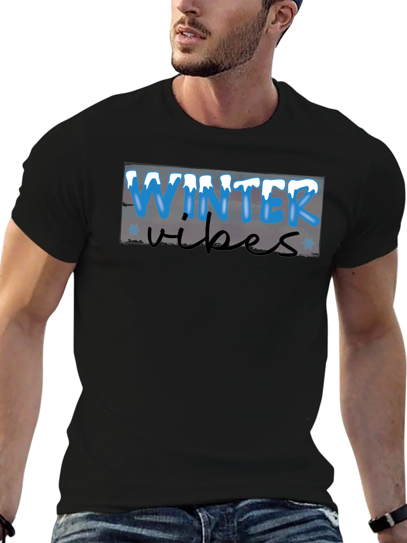 Winter Vibes Black T-Shirt