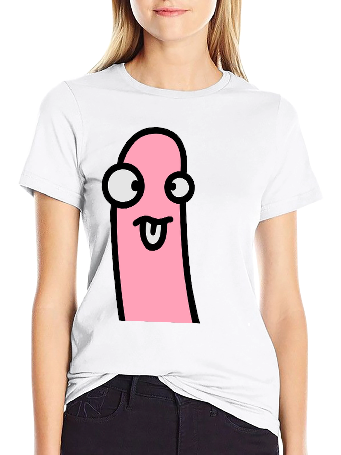 Funky Tongue Out Face Black T-Shirt