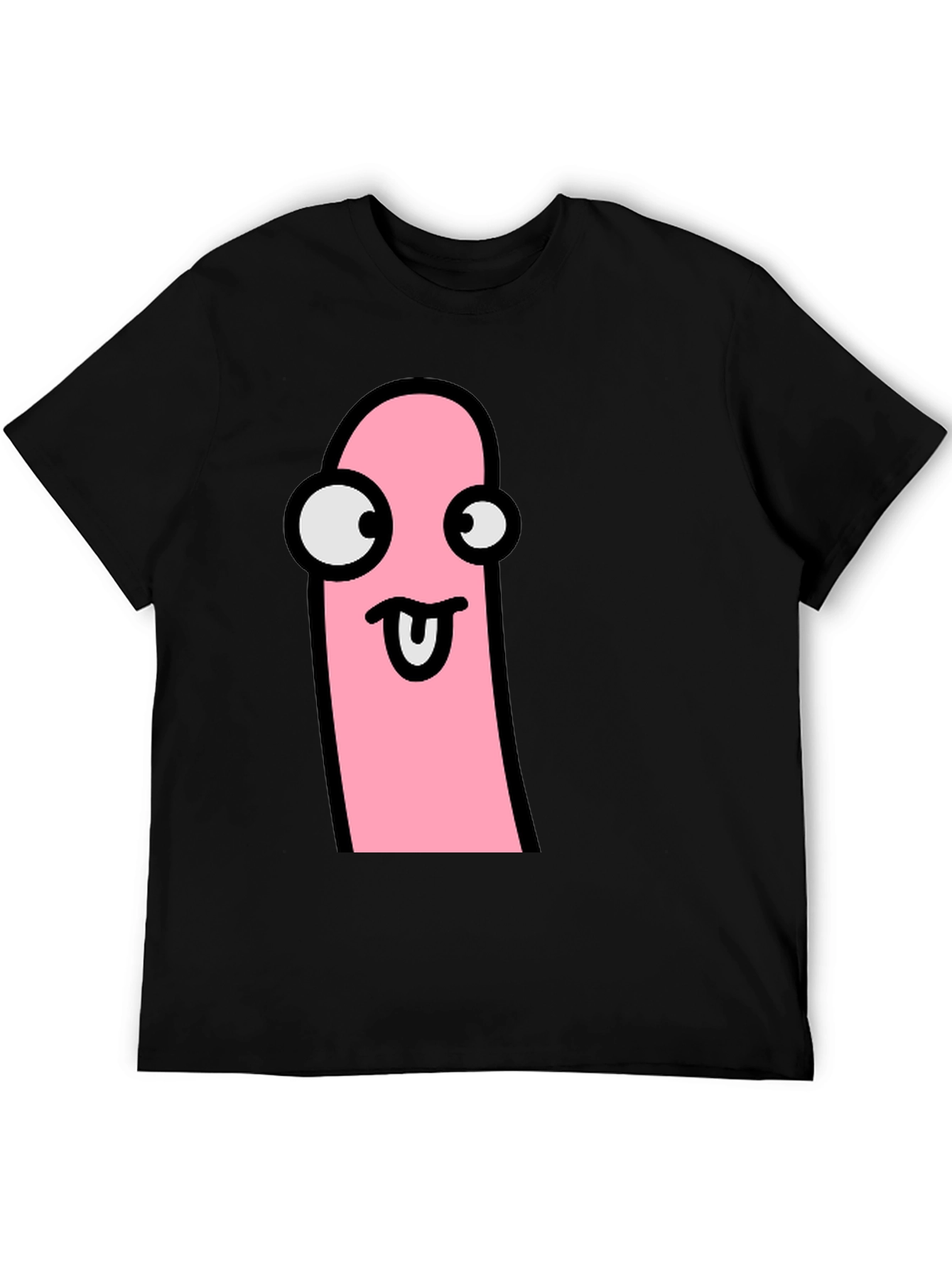 Funky Tongue Out Face Black T-Shirt